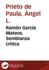 Portada:Ramón García Mateos. Semblanza crítica / Ángel L. Prieto de Paula