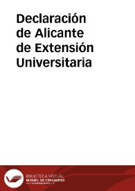 Portada:Declaración de Alicante de Extensión Universitaria