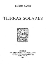 Portada:Tierras solares / Rubén Darío