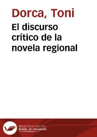 Portada:El discurso crítico de la novela regional / Toni Dorca