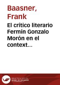 Portada:El crítico literario Fermín Gonzalo Morón en el contexto de los años cuarenta / Frank Baasner