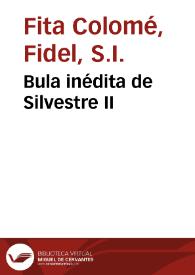 Portada:Bula inédita de Silvestre II