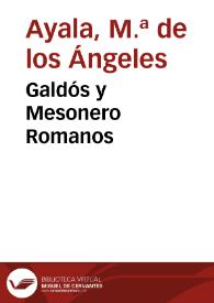 Portada:Galdós y Mesonero Romanos / M.ª de los Ángeles Ayala