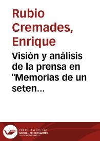 Portada:Visión y análisis de la prensa en \"Memorias de un setentón\", de Ramón de Mesonero Romanos / Enrique Rubio Cremades