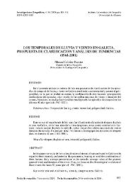 Portada:Los temporales de lluvia y viento en Galicia. Propuesta de clasificación y análisis de tendencias (1961-2001)