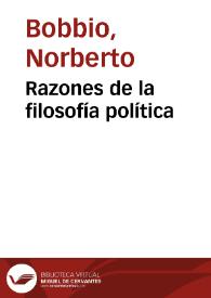 Portada:Razones de la filosofía política / Norberto Bobbio