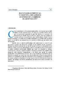 Portada:Racionalidad individual y colectiva : mecanismos económicos y jurídicos de articulación