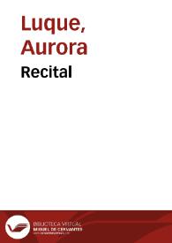 Portada:Recital / Aurora Luque