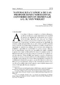 Portada:Naturaleza y lógica de las proposiciones normativas. Contribución en homenaje a G.H. von Wright / Jorge L. Rodríguez