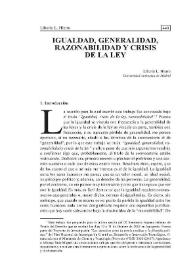 Portada:Igualdad, generalidad, razonabilidad y crisis de la ley