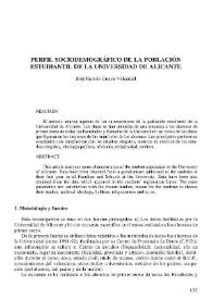 Portada:Perfil sociodemográfico de la población estudiantil de la Universidad de Alicante