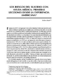 Portada:Los riesgos del suicidio con ayuda médica : primeras lecciones desde la experiencia americana / Robert Burt