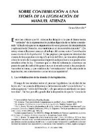 Portada:Sobre Contribución a una teoría de la legislación de Manuel Atienza / Gema Marcilla