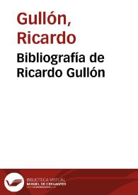 Portada:Bibliografía de Ricardo Gullón / Germán Gullón