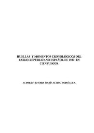 Portada:Huellas y momentos cronológicos del exilio republicano español de 1939 en Cienfuegos / Victoria María Sueiro Rodríguez