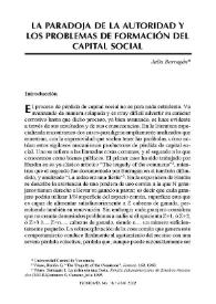 Portada:La paradoja de autoridad y los problemas de formación del capital social / Julia Barragán