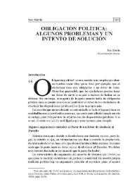 Portada:Obligación política: algunos problemas y un intento de solución / Rex Martin; traducción de Josep Aguiló Regla