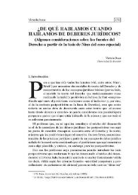 Portada:¿De qué hablamos cuando hablamos de deberes jurídicos? : (Algunas consideraciones sobre las fuentes del Derecho a partir de la tesis de Nino del caso especial)