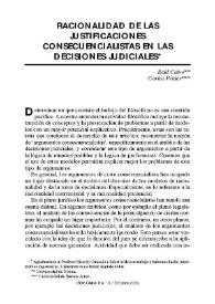 Racionalidad de las justificaciones consecuencialistas en las decisiones judiciales / Raúl Calvo y Carlos Venier
