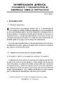 Portada:Investigación jurídica. Fundamento y requisitos para su desarrollo desde lo institucional / Oscar Sarlo