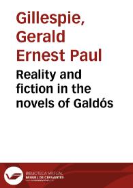Portada:Reality and fiction in the novels of Galdós