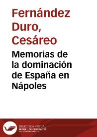 Portada:Memorias de la dominación de España en Nápoles