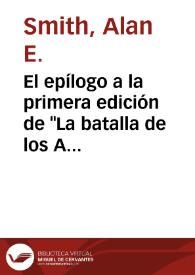 Portada:El epílogo a la primera edición de \"La batalla de los Arapiles\" / Alan E. Smith