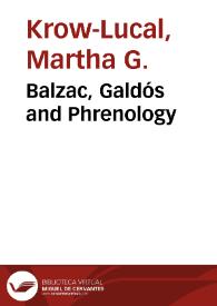 Portada:Balzac, Galdós and Phrenology / Martha G. Krow-Lucal