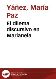 Portada:El dilema discursivo en Marianela / María-Paz Yáñez