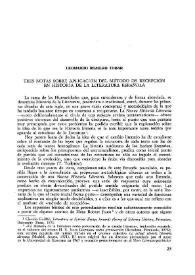 Portada:Tres notas sobre aplicación del método de recepción en \"Historia de la literatura española\" / Leonardo Romero Tobar