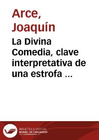 Portada:La Divina Comedia, clave interpretativa de una estrofa de Imperial / Joaquín Arce