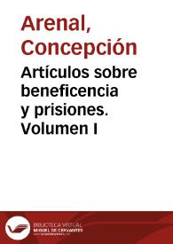 Portada:Artículos sobre beneficencia y prisiones. Volumen I / Concepción Arenal
