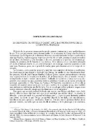 Portada:La respuesta de Ortega y Gasset ante las incitaciones de la literatura francesa
