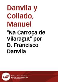Portada:\"Na Carroça de Vilaragut\" por D. Francisco Danvila / Manuel Danvila
