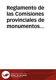 Portada:Reglamento de las Comisiones provinciales de monumentos históricos y artísticos
