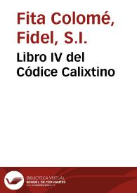 Portada:Libro IV del Códice Calixtino / Fidel Fita
