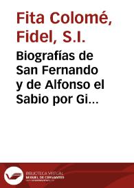 Portada:Biografías de San Fernando y de Alfonso el Sabio por Gil de Zamora / Fidel Fita