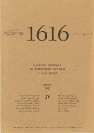 Portada:1616 : Anuario de la Sociedad Española de Literatura General y Comparada. Vol IV (1981). Índice / Sociedad Española de Literatura General y Comparada (Madrid).