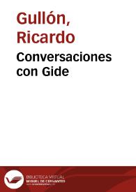 Portada:Conversaciones con Gide / Ricardo Gullón