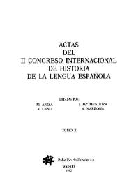 Portada:Actas del II Congreso Internacional de Historia de la Lengua Española. Tomo II / editadas por M. Ariza... [et al.]