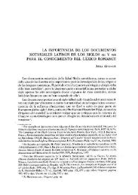 Portada:La importancia de los documentos notariales latinos de los siglos XII y XIII para el conocimiento del léxico romance
