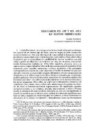 Portada:Derivados en \"-or\" y en \"-ura\" en textos medievales / Ramón Santiago