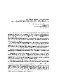 Portada:Artículo tras preposición en la documentación leonesa del siglo XIII / M.ª Cristina Egido Fernández