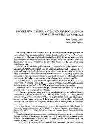 Portada:Progresiva castellanización en documentos de una frontera lingüística / Rosa Gómez Casañ