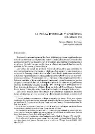 Portada:La prosa epistolar y aforística del siglo XVI / Andrea Herrán Santiago