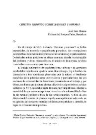 Portada:Cristina Redondo sobre Razones y Normas / José Juan Moreso