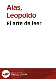 Portada:El arte de leer / Leopoldo Alas