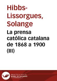 Portada:La prensa católica catalana de 1868 a 1900 (III)