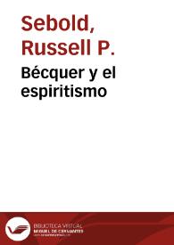 Portada:Bécquer y el espiritismo / Russell P. Sebold