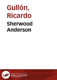 Portada:Sherwood Anderson / Ricardo Gullón